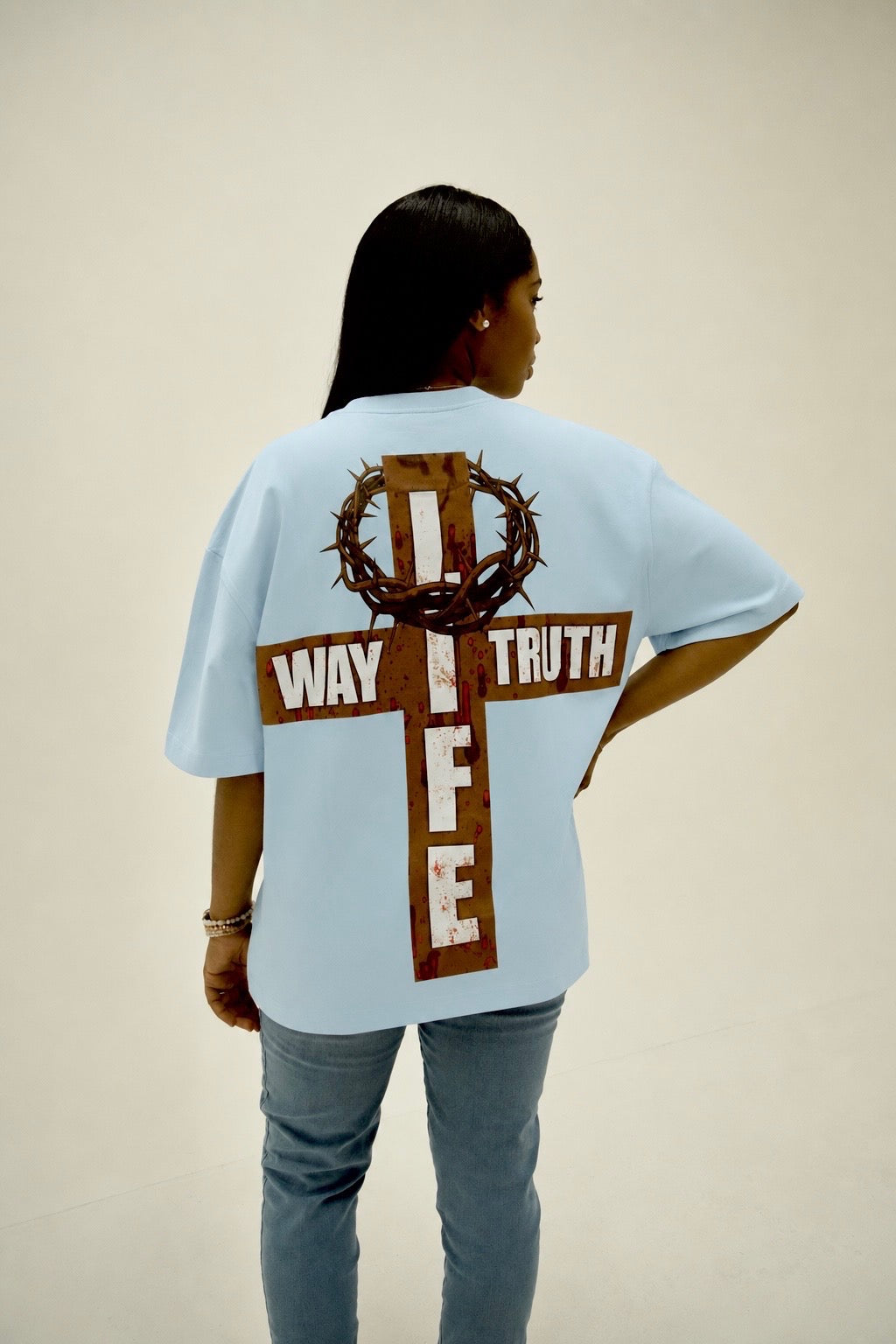 Oversized Eternal Life Tee (Baby Blue)